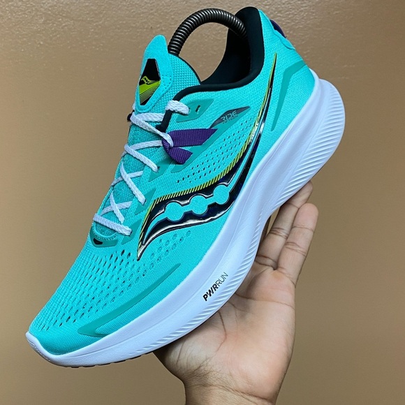 Saucony Ride 15 “Cool Mint Purple Volt Black White” Size 10.5 - Picture 13 of 17
